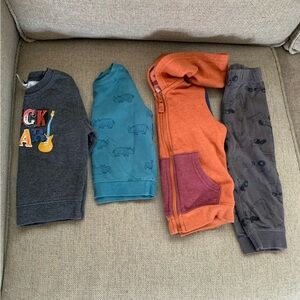 Lot of Winter Boys Clothes Sweatshirts Hoodie Pants Size 18 Months Gray Orange